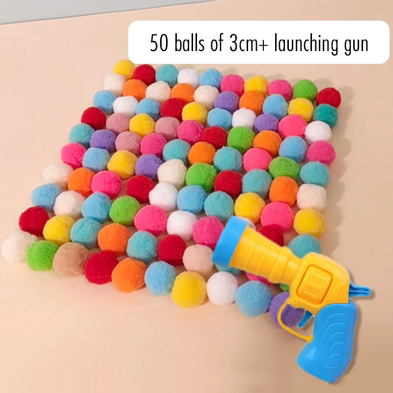 Cat Toy Interactive Fun Toy Gun Plush Ball Launches Quiet Bounce Ball to Tease the Cat Creative Mini Shooting Gun Pet Supplies