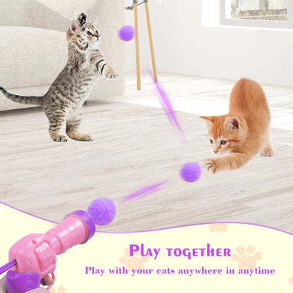 Cat Toy Interactive Fun Toy Gun Plush Ball Launches Quiet Bounce Ball to Tease the Cat Creative Mini Shooting Gun Pet Supplies