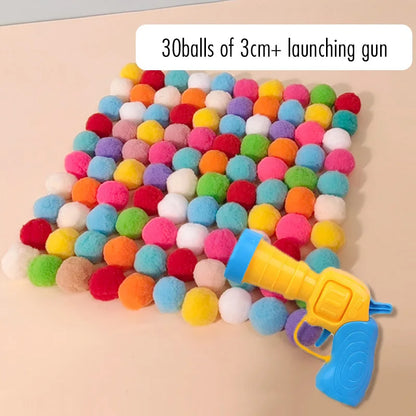 Cat Toy Interactive Fun Toy Gun Plush Ball Launches Quiet Bounce Ball to Tease the Cat Creative Mini Shooting Gun Pet Supplies
