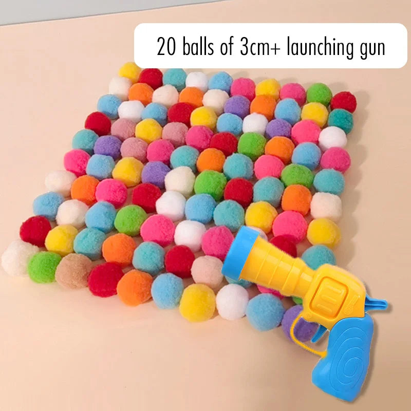Cat Toy Interactive Fun Toy Gun Plush Ball Launches Quiet Bounce Ball to Tease the Cat Creative Mini Shooting Gun Pet Supplies